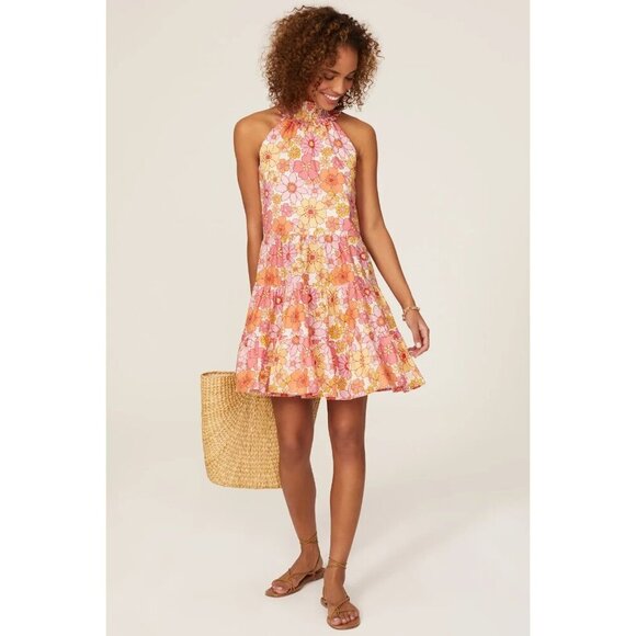 Alexia Admor Wildflowers Halter Dress Size 14 100% Cotton 70s BOHO Ruffle Hem - Picture 13 of 14